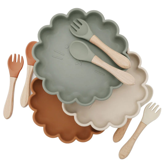 Silicone Non-slip Flower Plate and Cutlery