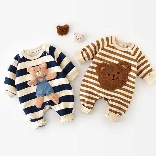 Stripey Bear Baby Romper