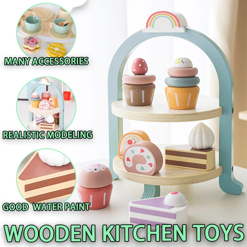 Wooden Toy Play Kitchen Accessories