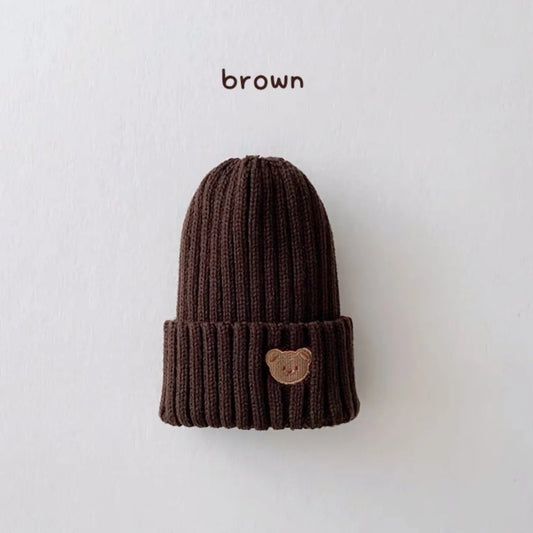 Kids Bear Embroidery Beanie Hat