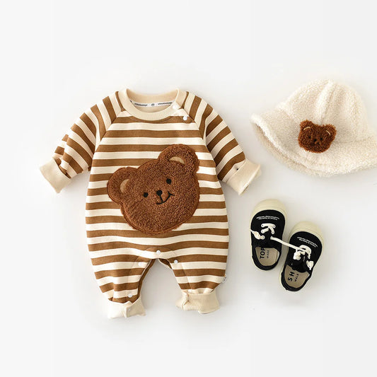 Stripey Bear Baby Romper