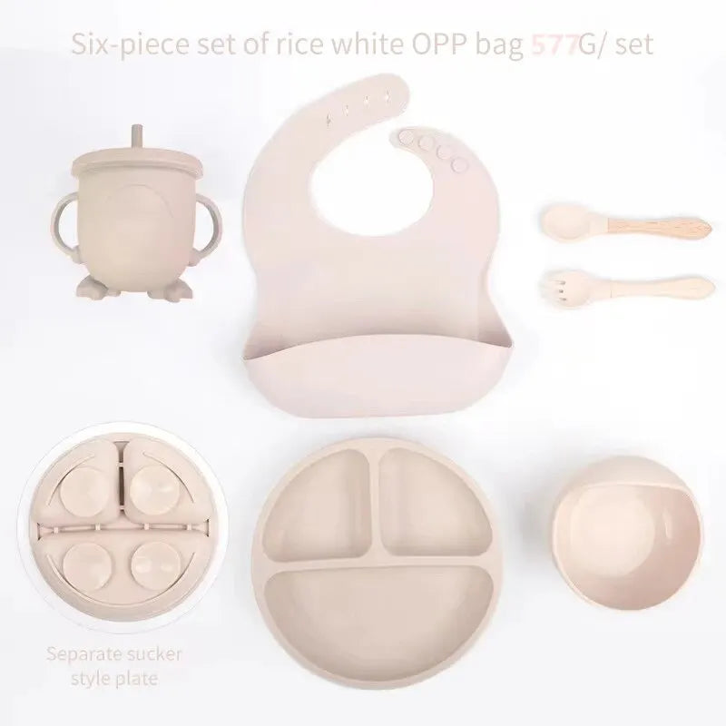 6 Piece Baby Tableware Set Silicone